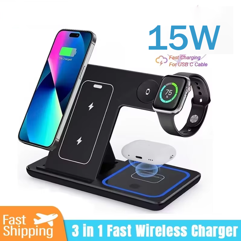 Wireless Charger Watch - 15W 3 in 1 Wireless Charger