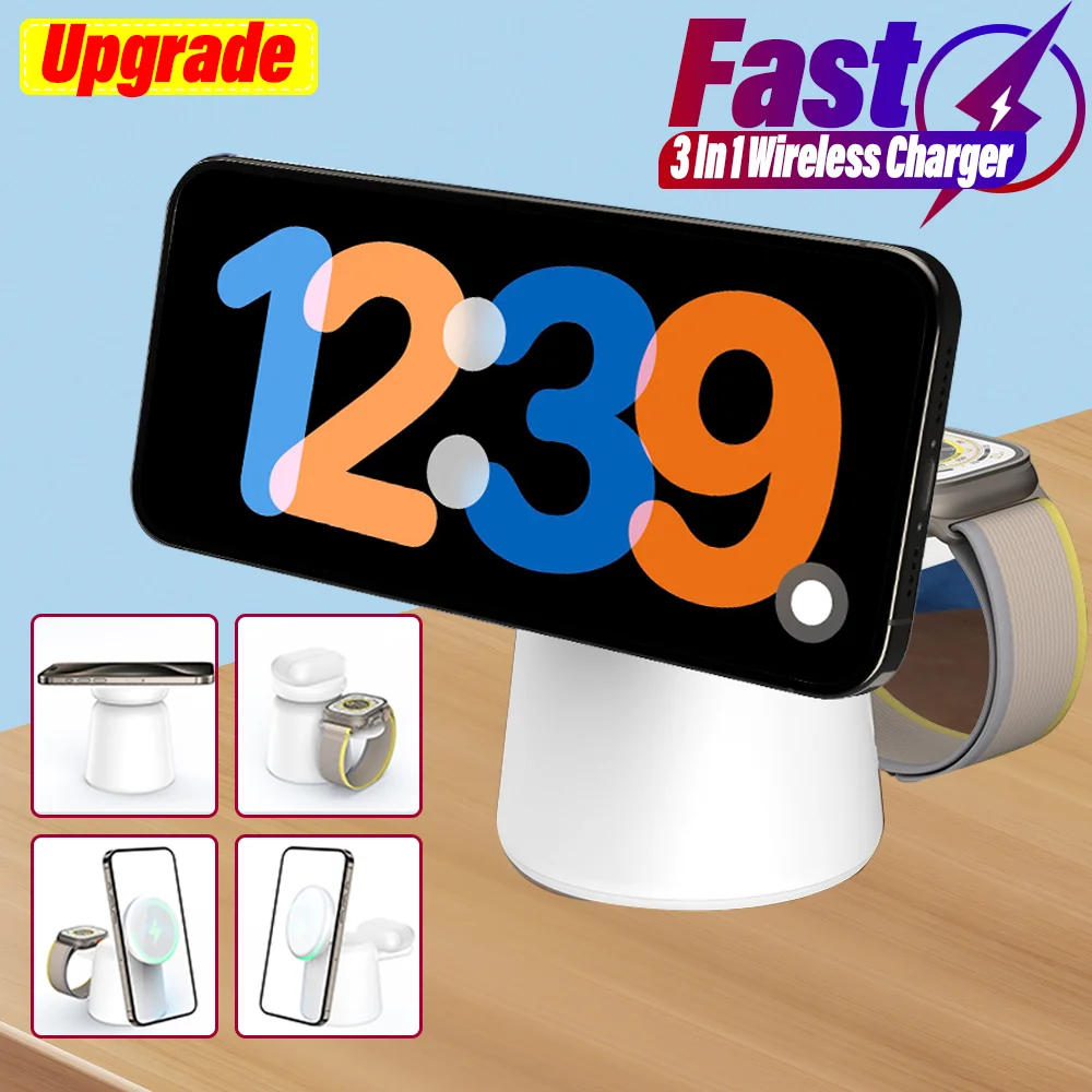 Wireless Charger Watch - 3 in 1 Magnetic Wireless Charger